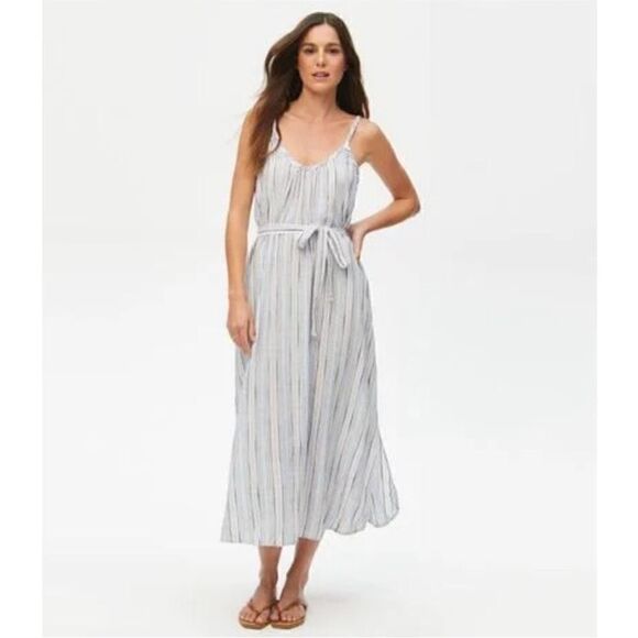 Michael Stars NWT Women's Blue Matilda Striped Midi Dress Medium - Picture 4 of 7